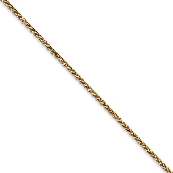 1.4mm 14k Yellow Gold Solid Diamond Cut Spiga Chain Necklace 24 Inch